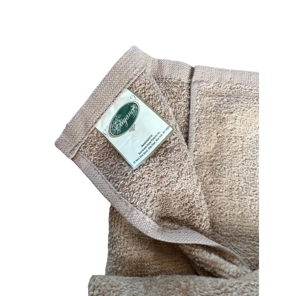 Elegant Beige & Floral Towel Set With Tassel Trim - Hand Towel &washcloth VTG
